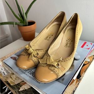 Salvatore Ferragamo Nude Suede Heels